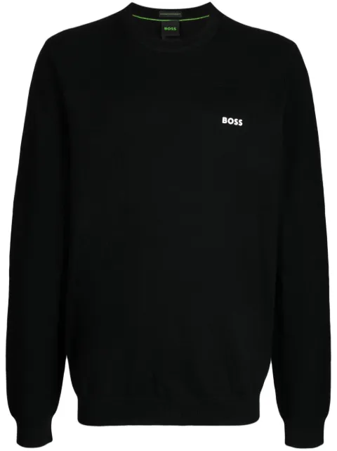 BOSS logo-print ribbed jumper Black 50498559