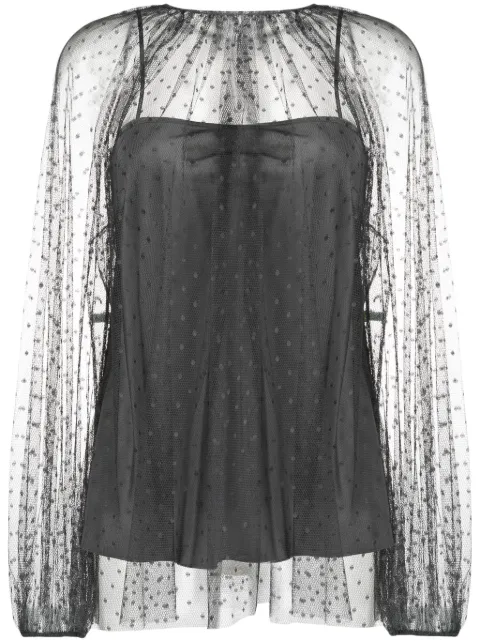 RED Valentino polka-dot tulle blouse Grey RABM10428