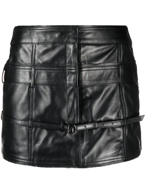 Manokhi belted leather mini skirt Black MANO512