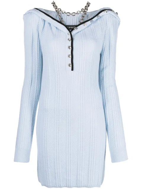 Y/Project ruffle-collar merino wool minidress Blue WMDRESS41S25