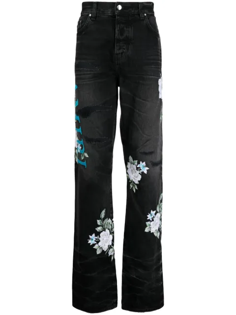 AMIRI floral-print straight-leg jeans Black PF23MDF015