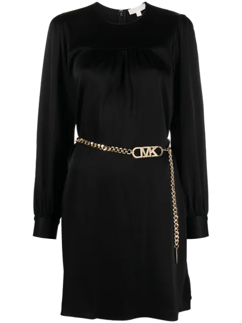 Michael Michael Kors belted satin-finish minidress Black MF381R799G