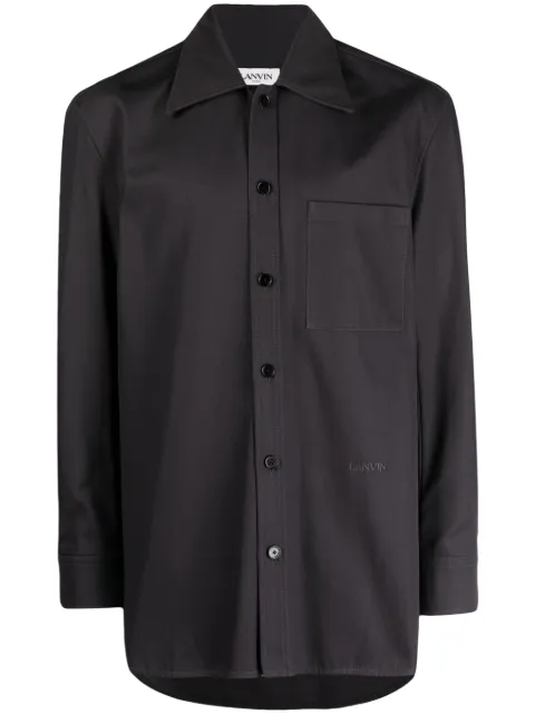 Lanvin logo-embroidered cotton shirt Grey RMSI00265793H23
