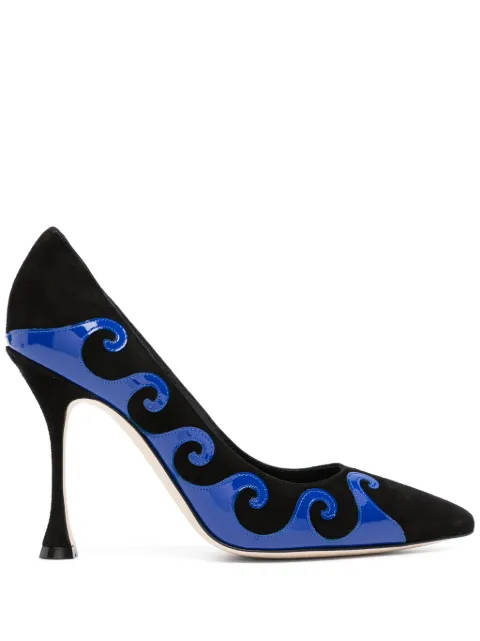 Manolo Blahnik Kasai 105mm swirl-detail pumps Black KASAI3232442