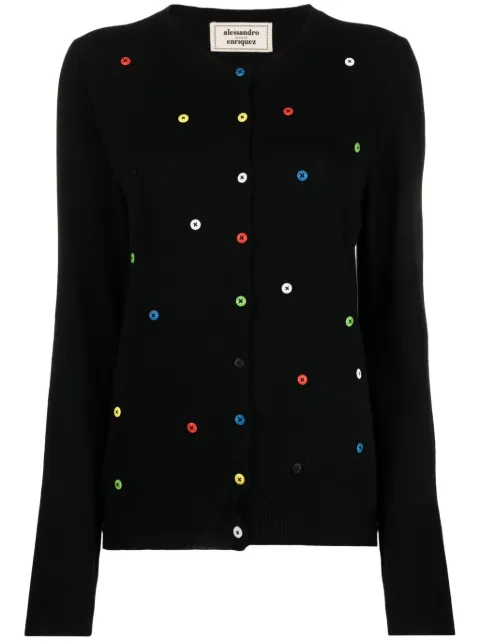 alessandro enriquez button-embellished wool-blend cardigan Black AEKN16