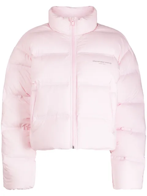 Alexander Wang reflective-logo cropped puffer jacket Pink 1WC4233241680