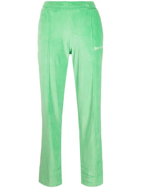 Sporty & Rich towelling-finish logo-embroidered track pants Green PA911VE