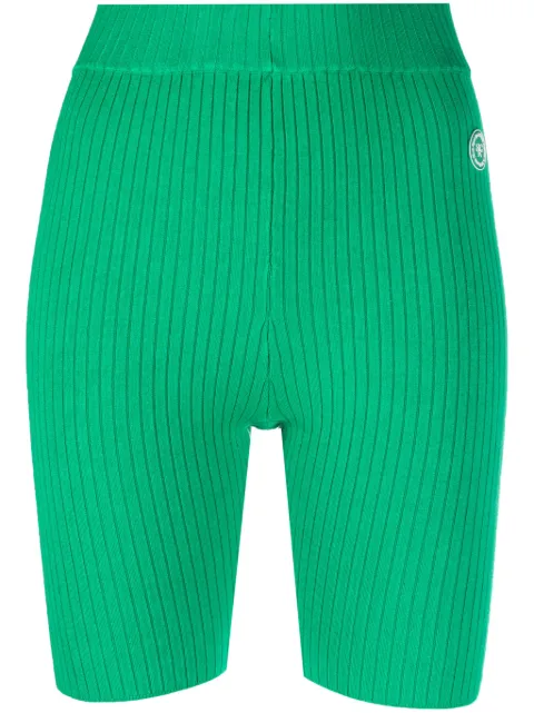 Sporty & Rich logo-patch ribbed-detailing shorts Green SH912VE2