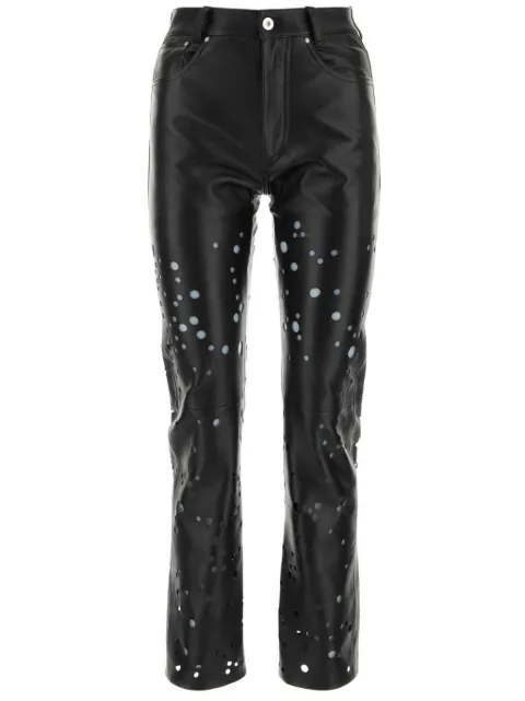 Durazzi Milano laser-cut leather trousers Black LP02B001