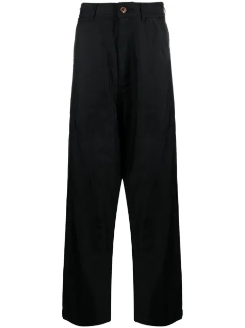 Black Comme Des Garçons high-waisted twill drop-crotch trousers Black 1LP019