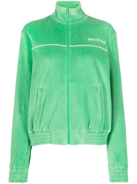 Sporty & Rich towelling-finish embroidered-logo jacket Green JA911VE