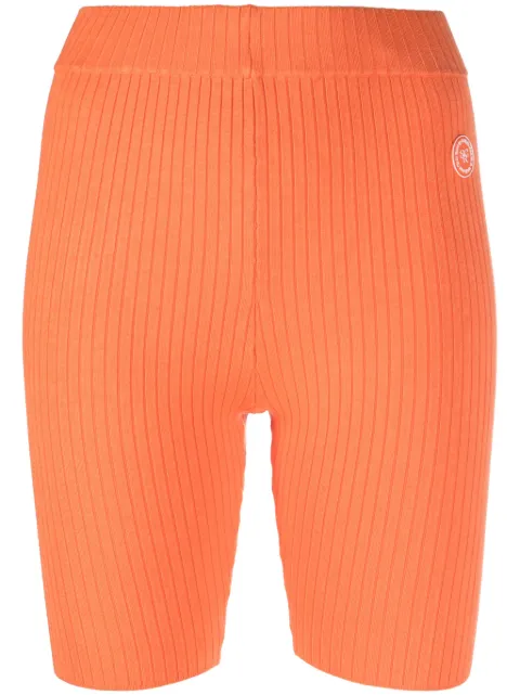 Sporty & Rich logo-patch ribbed-knit biker shorts Orange SH912PO2