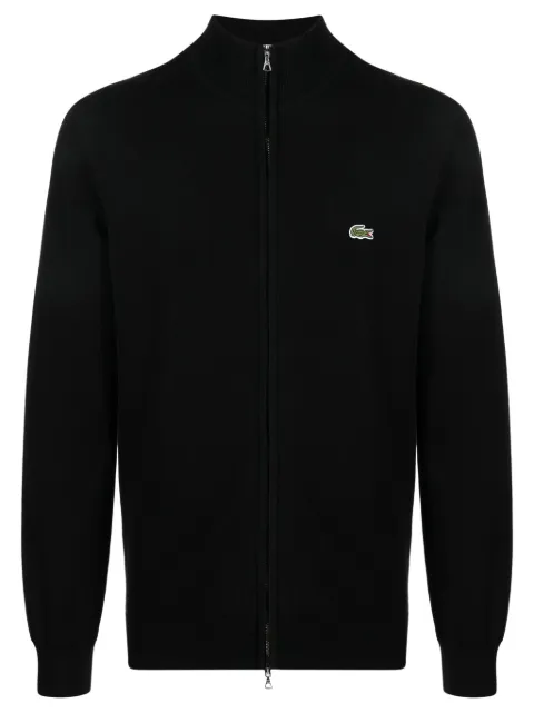 Lacoste logo-patch zip-up cardigan Black AH1957