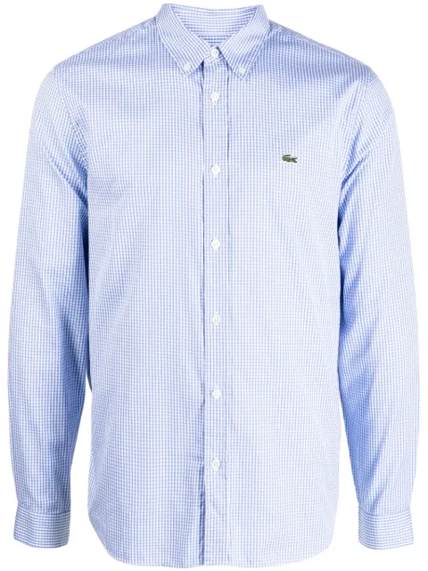 Lacoste crocodile logo-patch plaid shirt Blue CH2573
