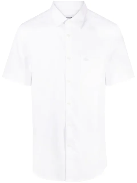 Lacoste logo-embroidered short-sleeve cotton shirt White CH8528