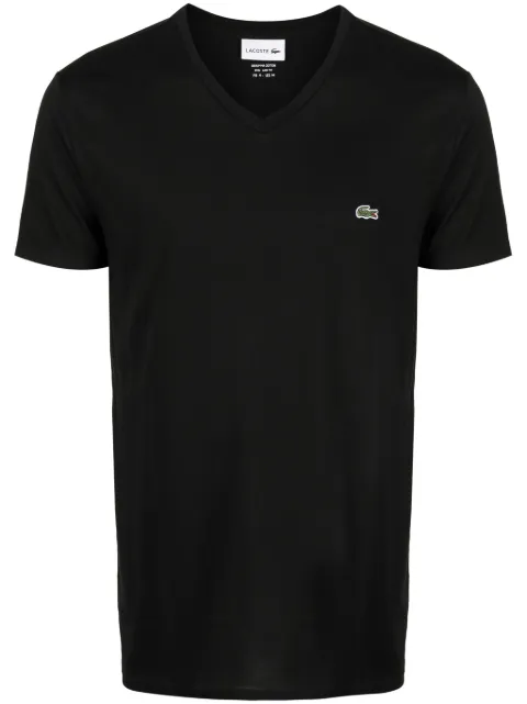 Lacoste logo-patch V-neck cotton T-shirt Black TH6710