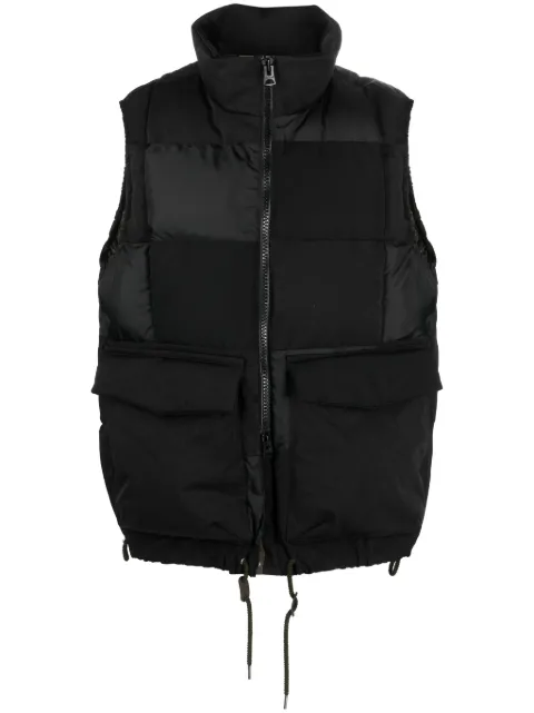 sacai suede-panel padded gilet Black 2303211M