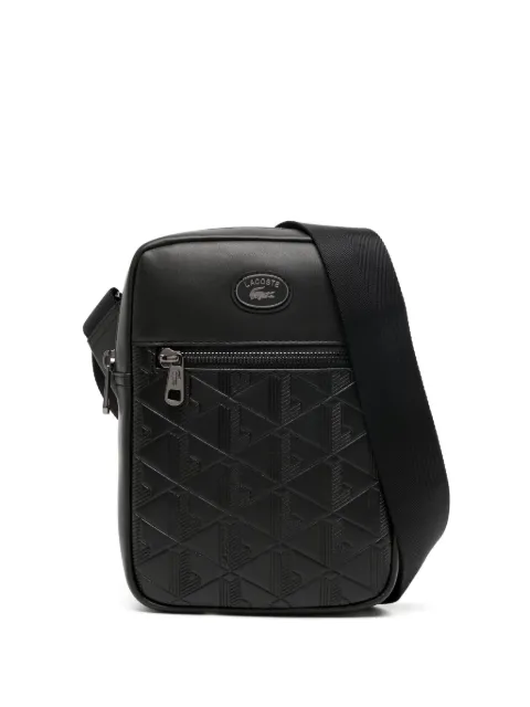Lacoste embossed-monogram panelled messenger bag Black NH4486MR