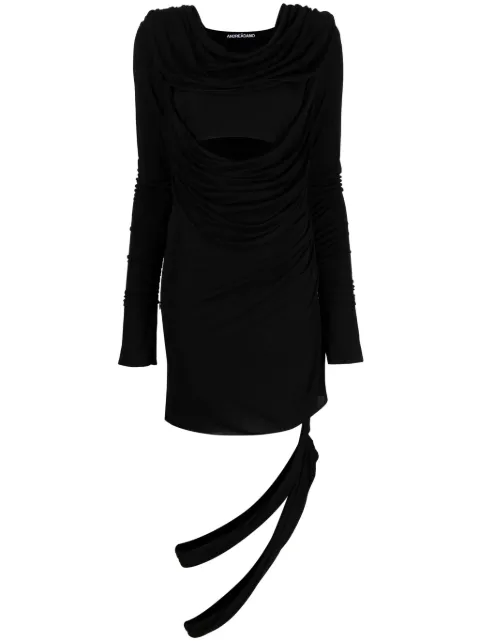 ANDREĀDAMO asymmetric draped cut-out dress Black ADPF23DR02315775