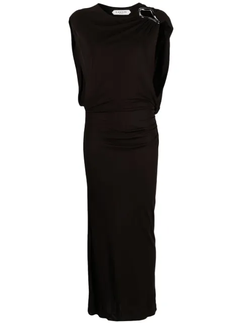 Lanvin brooch-detail maxi dress Brown RWDR00245803H23