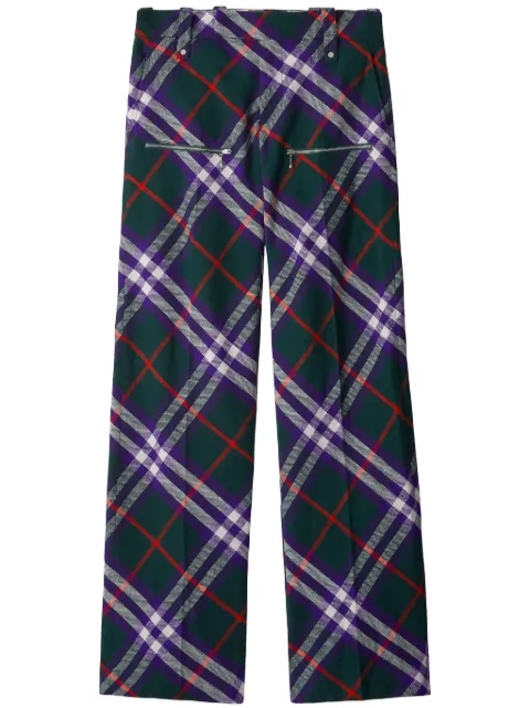Burberry plaid-check wool trousers Green 8079159