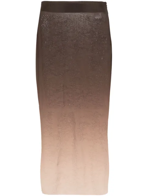 ANDREĀDAMO rhinestone-embellished midi skirt Brown ADPS24SK03016178