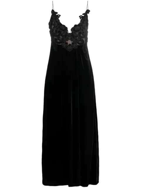 ZIMMERMANN floral-embellished velvet A-line dress Black 8345DF233