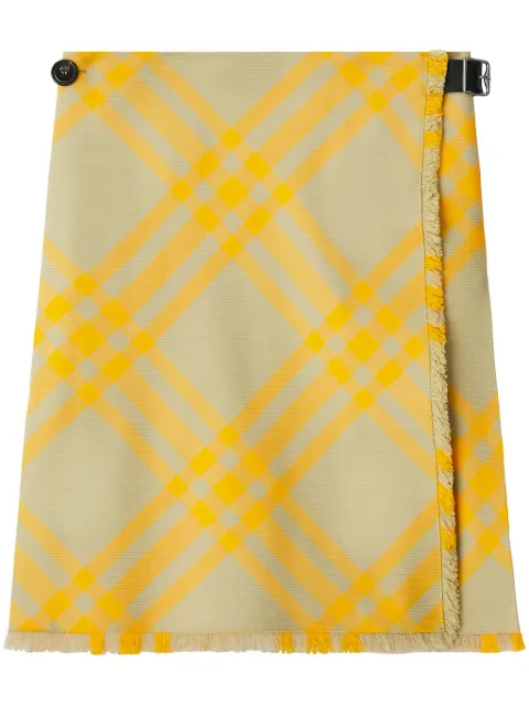 Burberry check-pattern frayed kilt Green 8077203