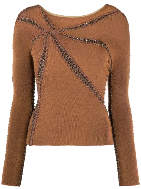 Isa Boulder Starfish contrast-stitching top Brown PF23WHTP10