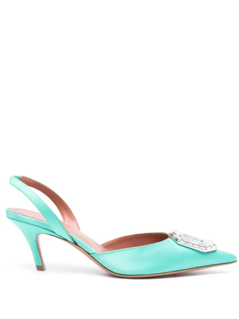 Amina Muaddi Camelia 60mm slingback pumps Green S9S332798CAM