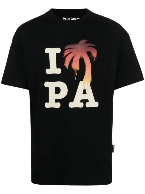 Palm Angels logo-print cotton T-shirt Black PMAA001F23JER0011025
