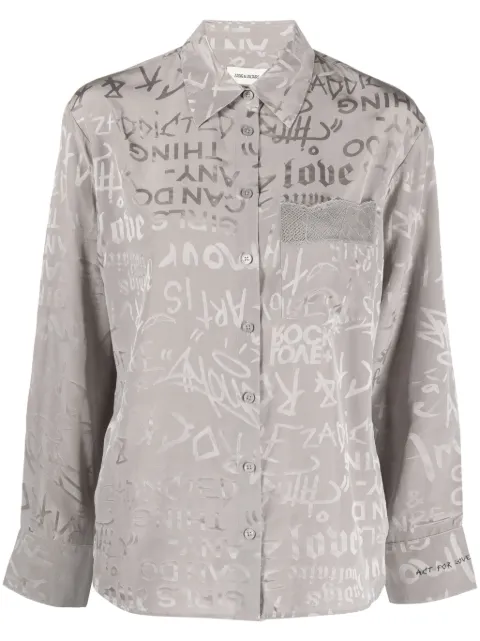 Zadig&Voltaire slogan-print silk shirt Grey WWSH00529