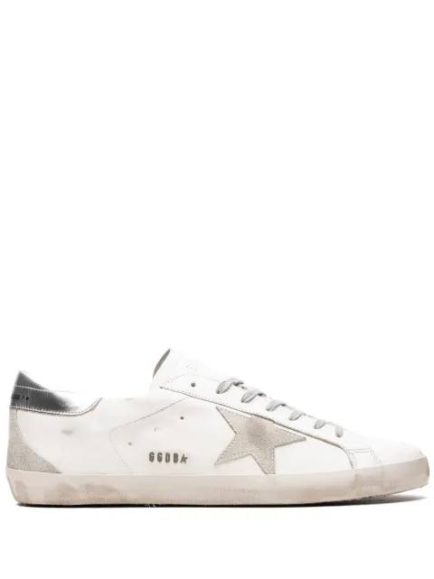 Golden Goose Super-Star trainers with silver heels tab and lettering White GMF00102F000317