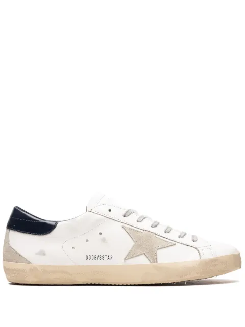 Golden Goose Super-Star trainers with suede star and blue heels tab White GMF00102F000311