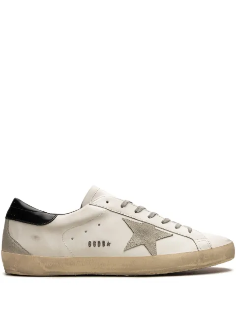 Golden Goose Super-Star trainers with black heels tab and metal stud lettering White GMF00102F000318