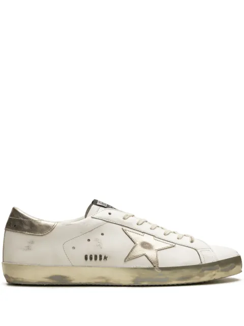 Golden Goose Super-Star with gold sparkle foxing and lettering sneakers White GMF00101F000316