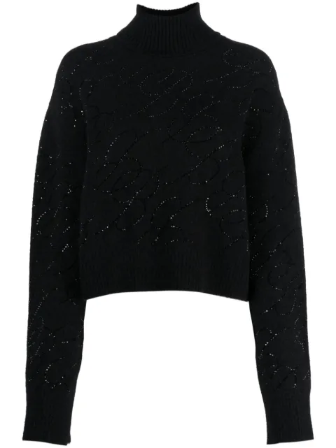 Blumarine crystal-embellished knitted jumper Black A344M043A