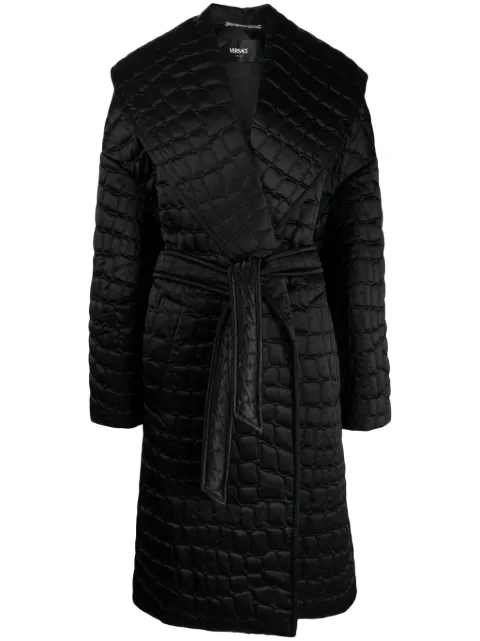 Versace crocodile-pattern quilted coat Black 10116961A08677
