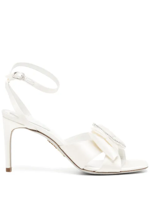 René Caovilla 80mm bow-detail leather sandals White C11798080R001Y049