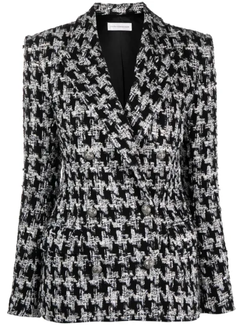 Faith Connexion bouclé houndstooth-pattern blazer Black W2122W210