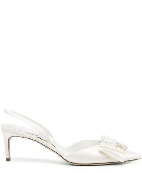 René Caovilla 65mm bow-detail leather pumps White C11914060R0011114
