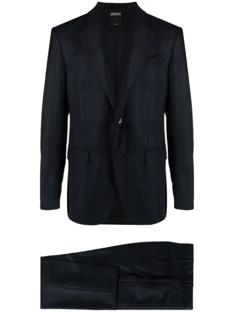 Zegna single-breasted checked wool suit Blue 622504A622FT2Y