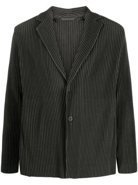 Homme Plissé Issey Miyake single-breasted pleated blazer Green HP38JD150