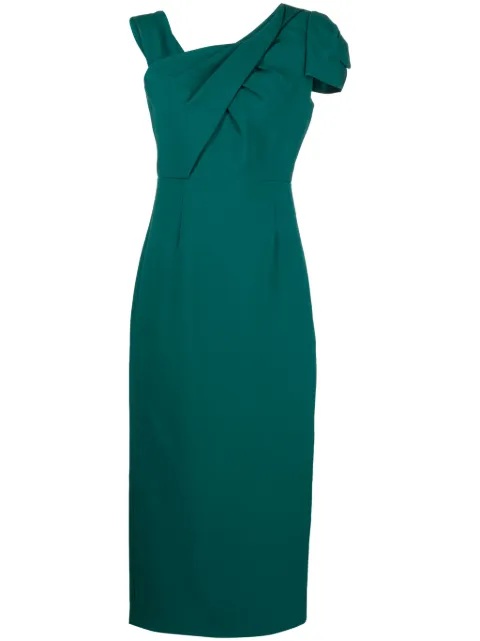 Roland Mouret asymmetric sleeveless midi dress Green RMAW23016MADG