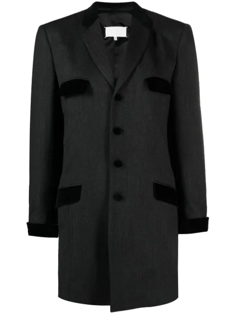 Maison Margiela velvet-trim wool single-breasted coat Grey S67BN0038S53234