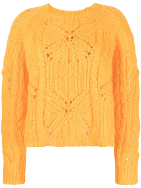 TWINSET open cable-knit long-sleeve jumper Orange 232TT3219