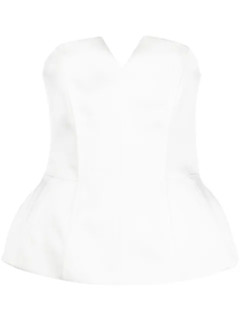 V:PM ATELIER Lumi peplum-hem satin top White ISO5W