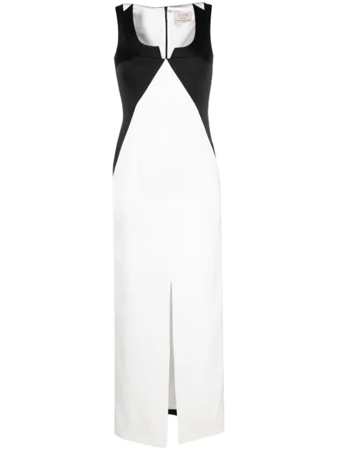 V:PM ATELIER Cassis colour-block crepe maxi dress White IS02BW