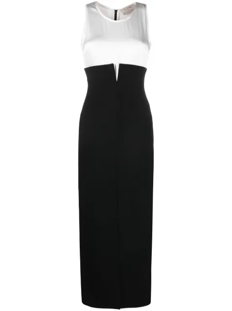 V:PM ATELIER Aria two-tone crepe maxi dress Black IS01WB