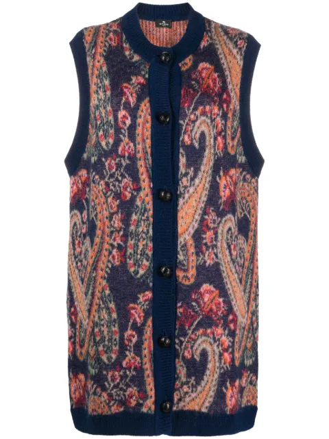 ETRO paisley intarsia-knit vest Blue 115239259